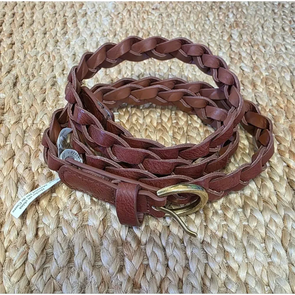 Target Braided Non Leather Brown Belt Womens L Casual Equestrian Vegan